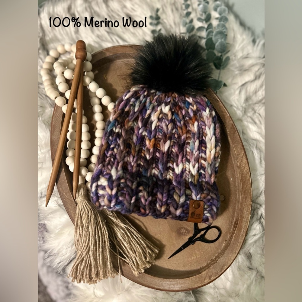 Hand knit beanie